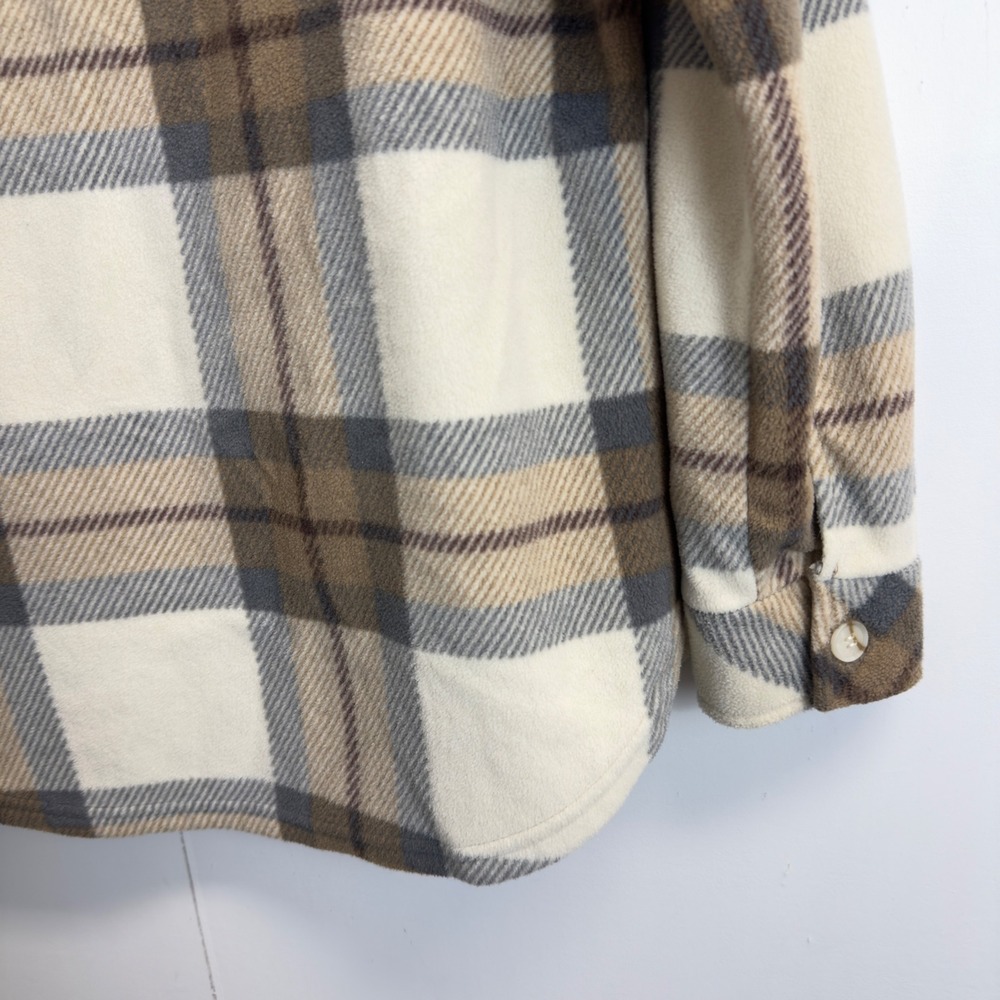 Thread & Supply Brown Beige Plaid Fleece Shacket Button Front Jacket Small - Picture 8 of 8